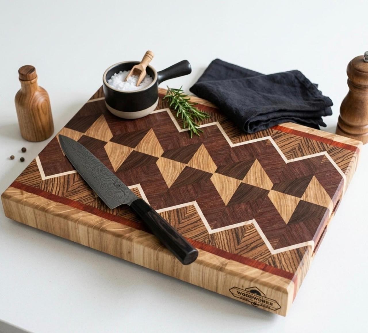 Tabla de cocina con patrón geométrico