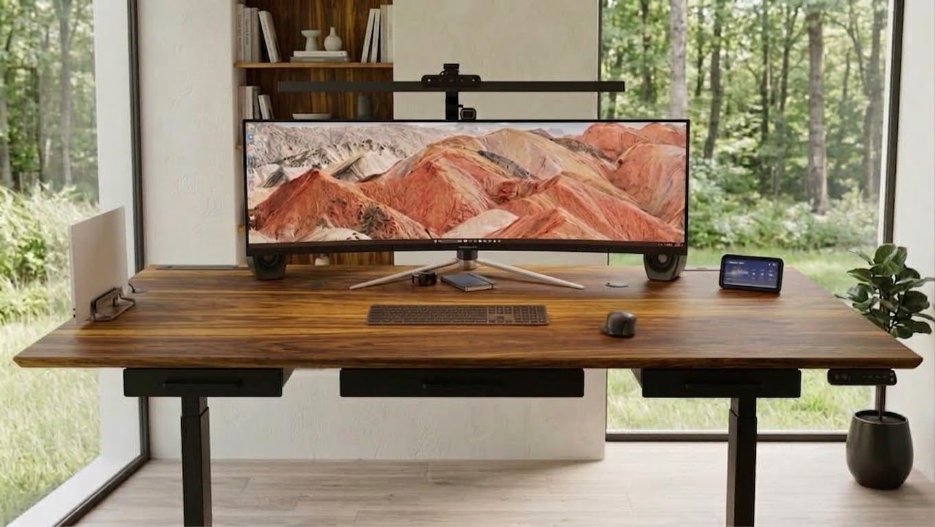 Mesa de madera maciza construida en el taller